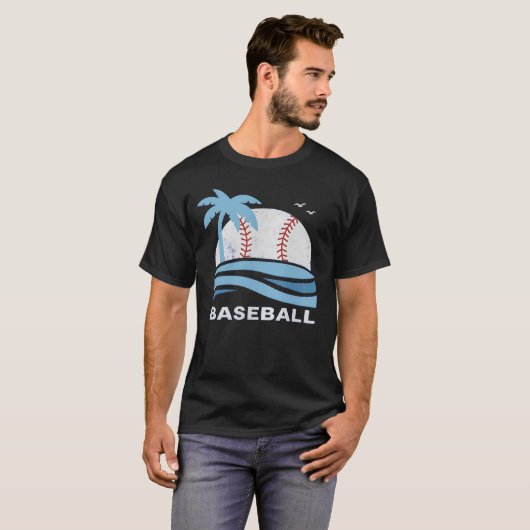 Tropical Baseball Palm Tree Summer Vacation Tシャツ (正面フル)