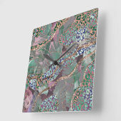 Tropical Batik Animal Glitter Glam 2 スクエア壁時計 (傾斜)