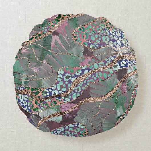 Tropical Batik Animal Glitter Glam 2 ラウンドクッション (正面)
