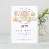 Tropical Beach Baby Shower Invitation Girl 招待状 (スタンド正面)