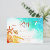 Tropical beach background floral watercolor rsv 出欠カード (スタンド正面)