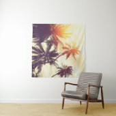 Tropical beach background with palm trees silhouet タペストリー (インサイチュ(横))