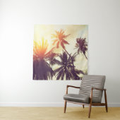 Tropical beach background with palm trees silhouet タペストリー (インサイチュ)