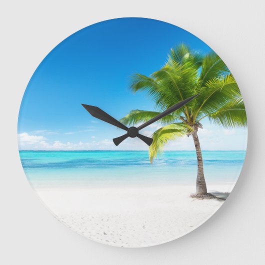 Tropical Beach Beautiful View ラージ壁時計 (正面)