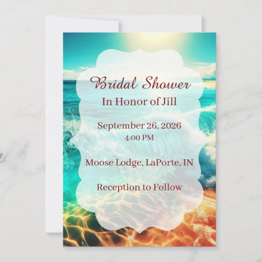 Tropical Beach Bridal Shower Invitation 招待状 (正面)