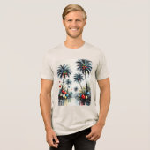 Tropical Beach Christmas Palm Trees With Ornaments トライブレンドTシャツ (正面全面)