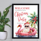Tropical Beach Christmas Party Welcome Sign ポスター