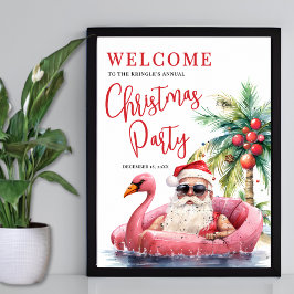 Tropical Beach Christmas Party Welcome Sign ポスター