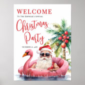 Tropical Beach Christmas Party Welcome Sign ポスター (正面)