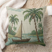 Tropical Beach Christmas Throw Pillow クッション (ブランケット)