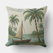 Tropical Beach Christmas Throw Pillow クッション (正面)