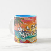 Tropical Beach Coffee Mug | Life Is Better With Co ツートーンマグカップ (正面左)
