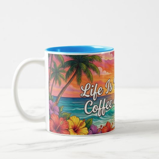 Tropical Beach Coffee Mug | Life Is Better With Co ツートーンマグカップ (左)
