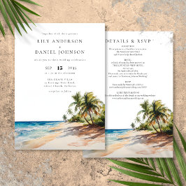 Tropical Beach Destination All In One Wedding 招待状