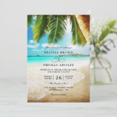 Tropical Beach Destination Chic QR Code Wedding 招待状 (スタンド正面)