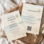 Tropical Beach Destination QR Code Wedding  招待状