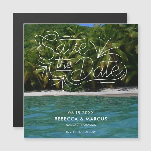 Tropical Beach Destination Wedding Save the Date (正面/裏面)