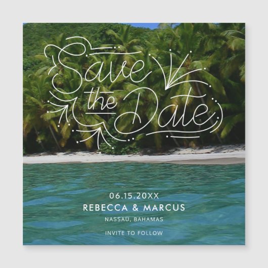 Tropical Beach Destination Wedding Save the Date (正面)