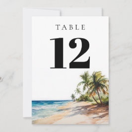 Tropical Beach Elegant Modern Table Number 招待状