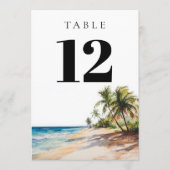 Tropical Beach Elegant Modern Table Number 招待状 (正面)