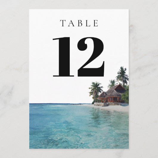 Tropical Beach Elegant Modern Table Number 招待状 (裏面)