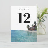 Tropical Beach Elegant Modern Table Number 招待状 (スタンド正面)
