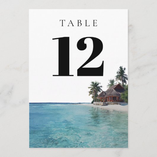 Tropical Beach Elegant Modern Table Number 招待状 (正面)