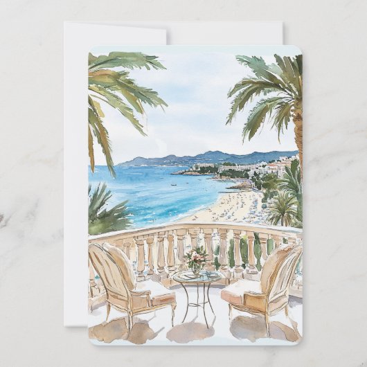 Tropical Beach French Riviera Bridal Shower 招待状 (裏面)