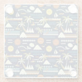 Tropical Beach Fun Pattern ガラスコースター (裏面)