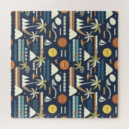 Tropical Beach Fun Pattern ジグソーパズル (横)