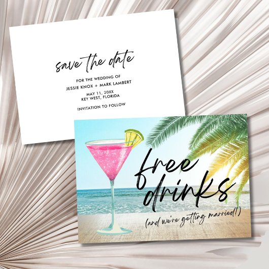 Tropical Beach Funny Wedding Save the Date セーブザデート