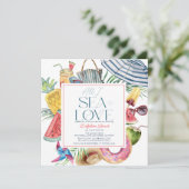 Tropical Beach Gear Umbrella Bridal Shower 招待状 (スタンド正面)