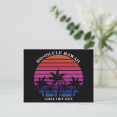 Tropical Beach Girls Trip Pink Black Custom ポストカード (スタンド正面)