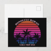 Tropical Beach Girls Trip Pink Black Custom ポストカード (正面/裏面)