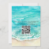 Tropical Beach Heart Watercolor QR Code Wedding 招待状 (裏面)