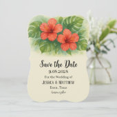 Tropical Beach Hibiscus Flowers Wedding 招待状 (スタンド正面)