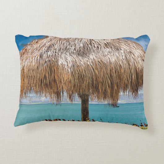 Tropical Beach Hut Wall Art Coastal Decor アクセントクッション (裏面)