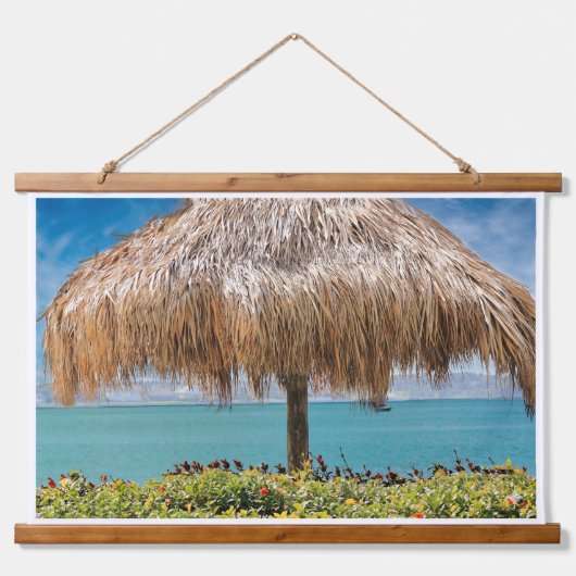 Tropical Beach Hut Wall Art Coastal Decor 吊り下げ型タペストリー (正面)