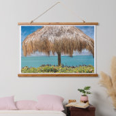 Tropical Beach Hut Wall Art Coastal Decor 吊り下げ型タペストリー (寝室)
