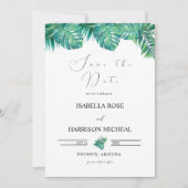 TROPICAL Beach leaf Save the Date 招待状 (正面)