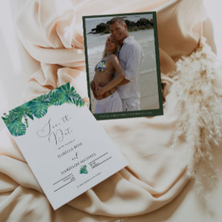 TROPICAL Beach leaf Save the Date 招待状