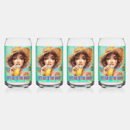 Tropical Beach, Lets Go to The Beach, Orange  ガラス缶 (正面)