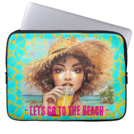 Tropical Beach, Lets Go to The Beach, Orange Turqu ラップトップスリーブ