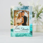 Tropical Beach Love & Thanks Photo & Note Wedding サンキューカード (スタンド正面)