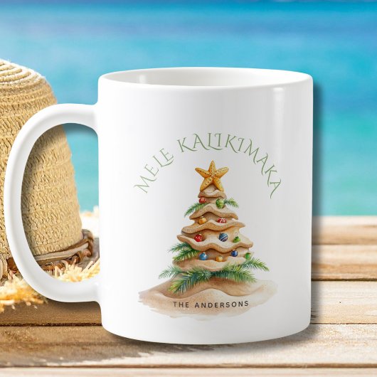 Tropical Beach Mele Kalikimaka Christmas Tree  コーヒーマグカップ