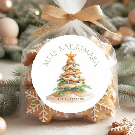 Tropical Beach Mele Kalikimaka Christmas Tree  ラウンドシール