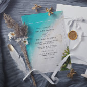 Tropical Beach Monogram Modern QR Code Wedding 招待状