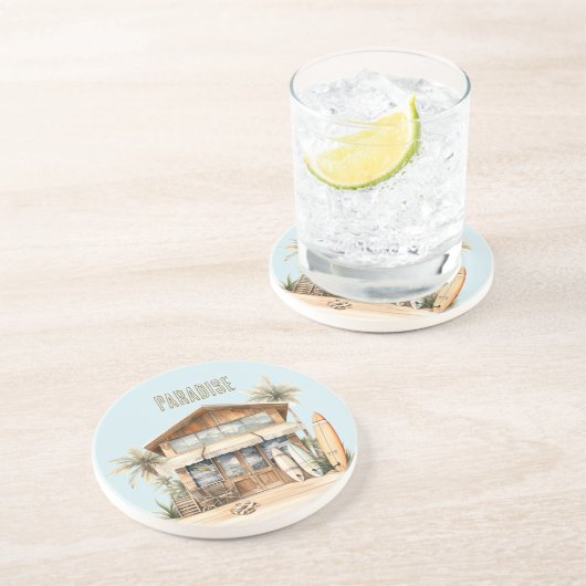 Tropical Beach Ocean Sand Surfboards House コースター (側面)