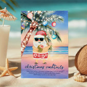 Tropical Beach Palm Tree Santa Christmas Cocktails 招待状