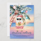 Tropical Beach Palm Tree Santa Christmas Cocktails 招待状 (正面)